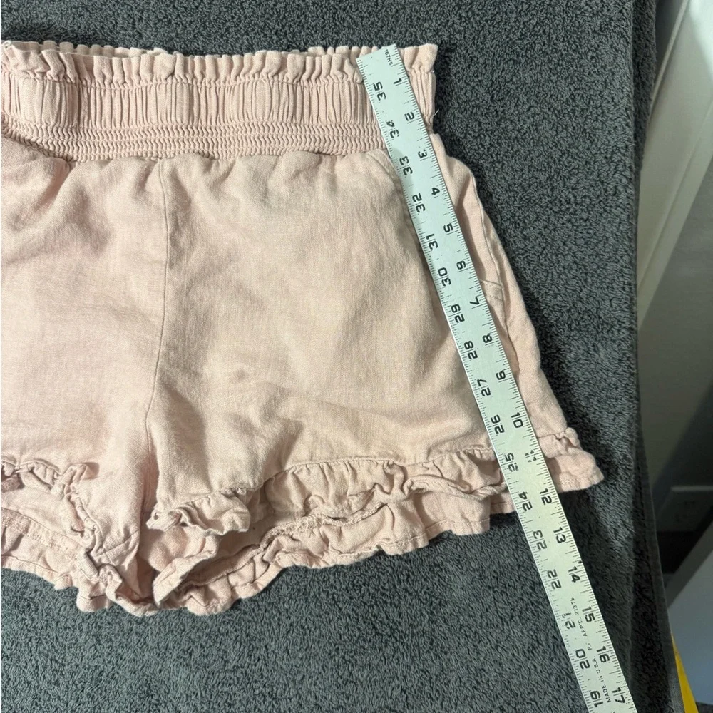 Vanilla Star High Waist Ruffle‎ Hem Shorts in Light Pink